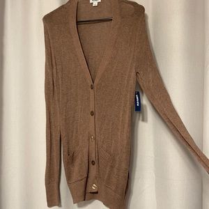 NWT BROWN BUTTON DOWN CARDIGAN WITH POCKETS, LARGE